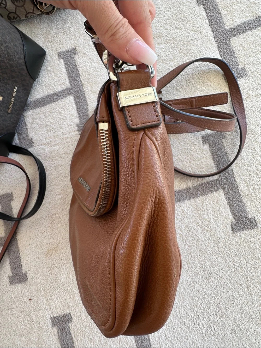 Michael Kors Cognac Leather Tassel Shoulder Bag